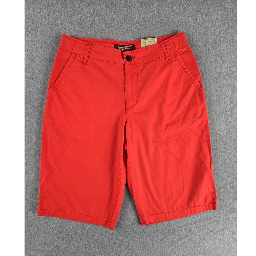 Arizona Jean Co Girls Chino Shorts Coral Red Size 20 Regular Flat Front New
